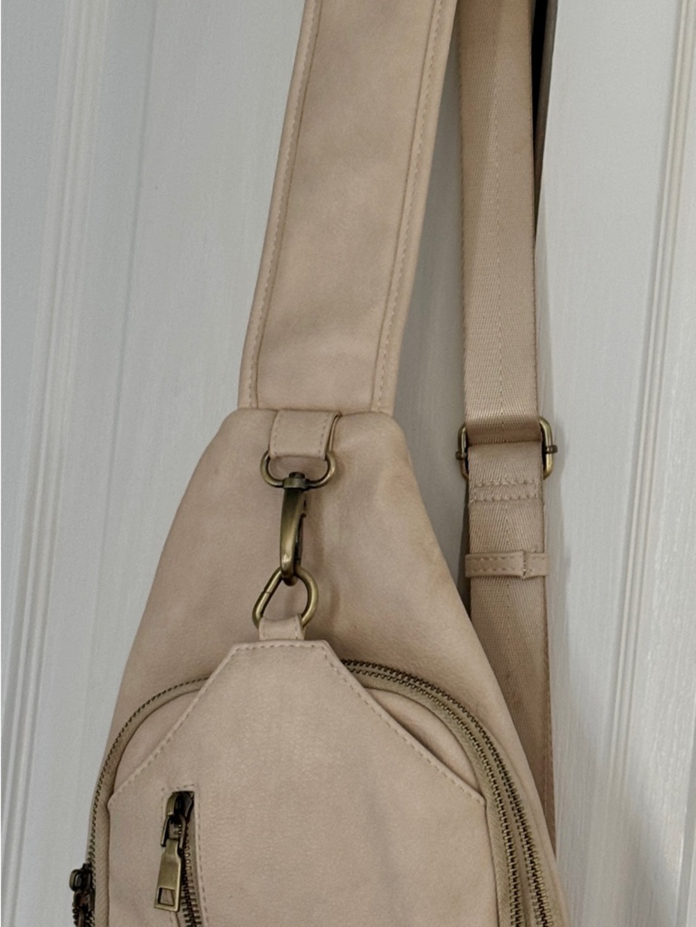 Women’s Beige Crossbody Sling Bag - Minimal Designer Style